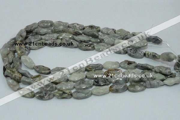 CAB573 15.5 inches 10*20mm wavy oval silver needle agate gemstone beads