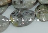 CAB575 15.5 inches 23*30mm wavy oval silver needle agate gemstone beads