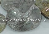 CAB576 15.5 inches 30*40mm wavy oval silver needle agate gemstone beads