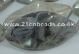 CAB577 15.5 inches 25*50mm wavy marquise silver needle agate beads