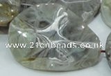 CAB578 15.5 inches 40*50mm wavy teardrop silver needle agate beads