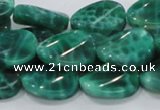 CAB58 15.5 inches 14*18mm twisted oval peafowl agate gemstone beads