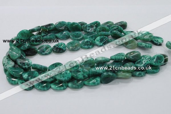 CAB58 15.5 inches 14*18mm twisted oval peafowl agate gemstone beads