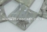 CAB584 15.5 inches 30*30mm wavy diamond silver needle agate beads