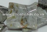 CAB585 15.5 inches 40*40mm wavy diamond silver needle agate beads