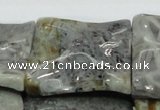 CAB587 15.5 inches 40*40mm wavy square silver needle agate beads