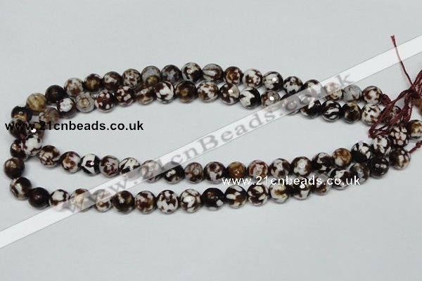 CAB616 15.5 inches 10mm faceted round leopard skin agate beads wholesale