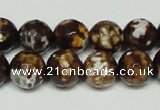 CAB617 15.5 inches 12mm faceted round leopard skin agate beads wholesale