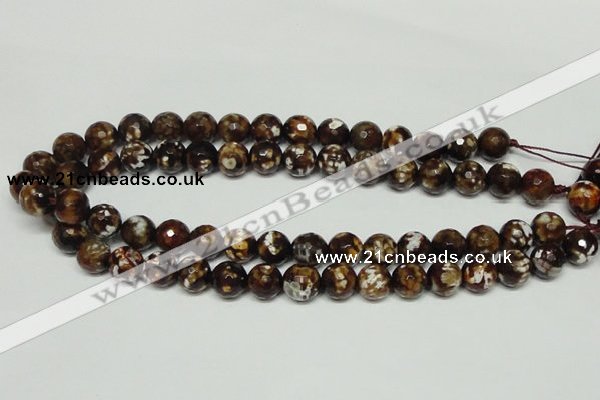 CAB617 15.5 inches 12mm faceted round leopard skin agate beads wholesale