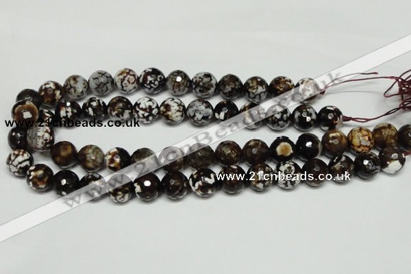 CAB618 15.5 inches 14mm faceted round leopard skin agate beads wholesale