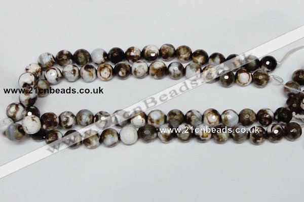 CAB620 15.5 inches 12mm faceted round leopard skin agate beads wholesale