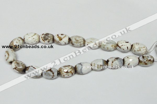 CAB624 15.5 inches 14*20mm faceted egg-shaped leopard skin agate beads