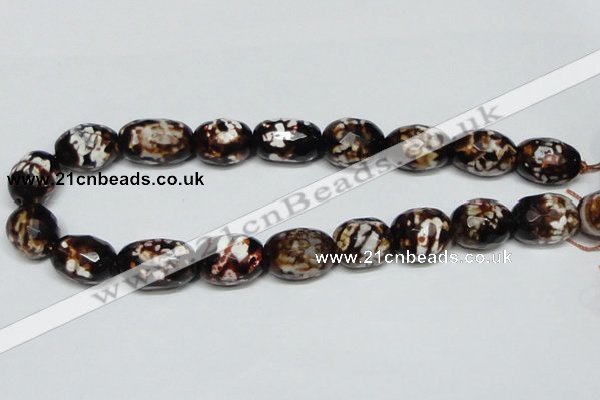 CAB626 15.5 inches 16*22mm faceted egg-shaped leopard skin agate beads