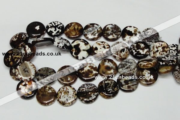 CAB629 15.5 inches 22mm flat round leopard skin agate beads wholesale