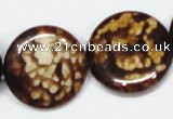 CAB630 15.5 inches 25mm flat round leopard skin agate beads wholesale