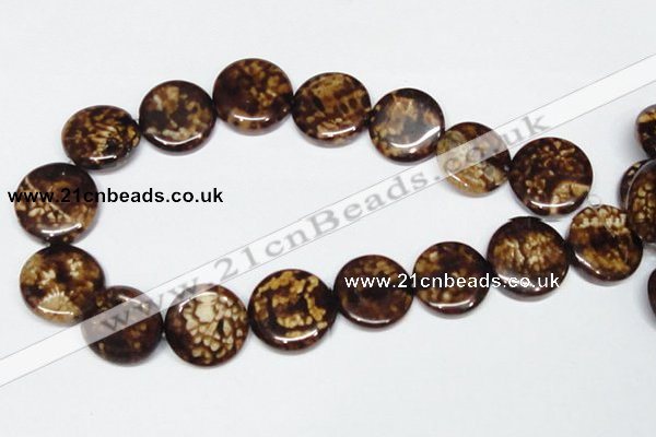 CAB630 15.5 inches 25mm flat round leopard skin agate beads wholesale