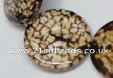 CAB631 15.5 inches 30mm flat round leopard skin agate beads wholesale