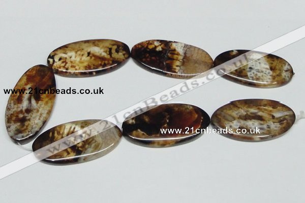 CAB632 15.5 inches 25*50mm oval leopard skin agate beads wholesale