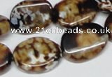 CAB633 15.5 inches 15*20mm twisted oval leopard skin agate beads