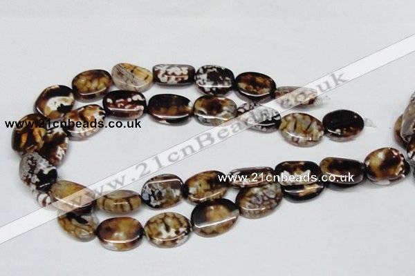 CAB633 15.5 inches 15*20mm twisted oval leopard skin agate beads