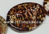 CAB635 15.5 inches 30*40mm twisted oval leopard skin agate beads