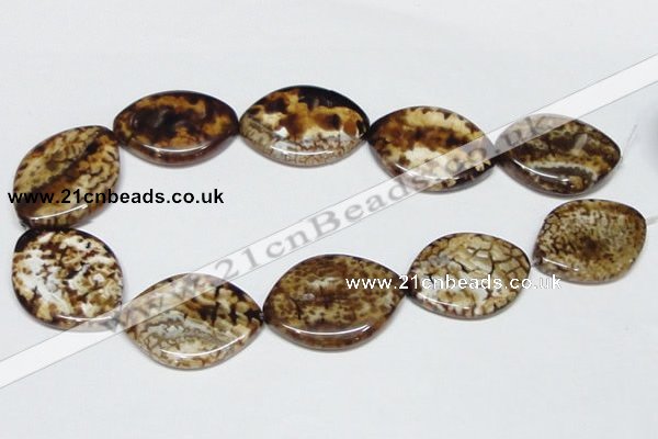 CAB638 15.5 inches 30*40mm marquise leopard skin agate beads