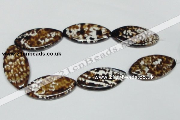 CAB639 15.5 inches 25*50mm marquise leopard skin agate beads