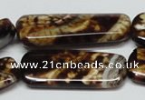 CAB641 15.5 inches 15*40mm rectangle leopard skin agate beads