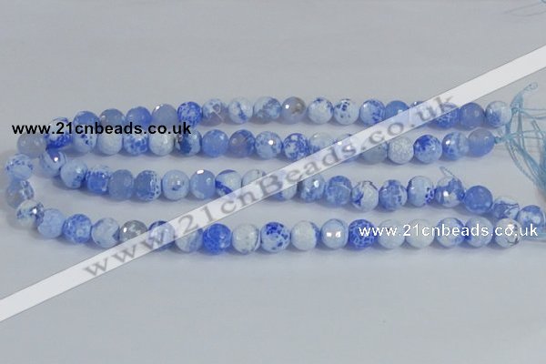 CAB650 15.5 inches 10mm faceted round fire crackle agate beads