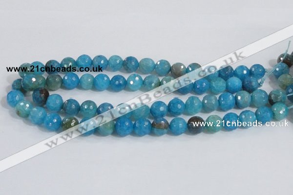 CAB654 15.5 inches 10mm faceted round fire crackle agate beads