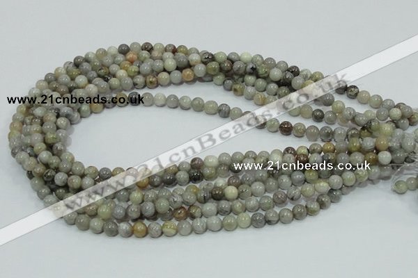 CAB66 15.5 inches 6mm round silver needle agate gemstone beads