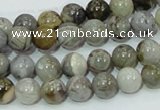 CAB67 15.5 inches 8mm round silver needle agate gemstone beads