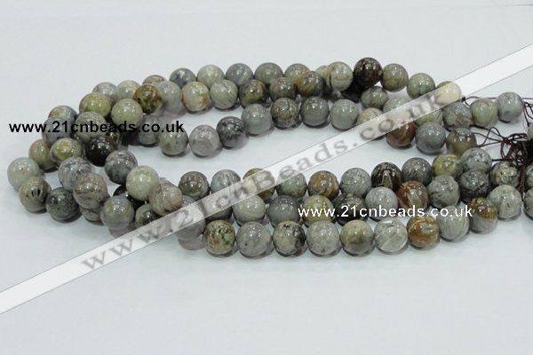 CAB68 15.5 inches 12mm round silver needle agate gemstone beads