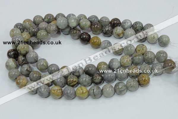 CAB69 15.5 inches 14mm round silver needle agate gemstone beads