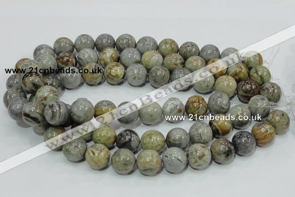 CAB70 15.5 inches 16mm round silver needle agate gemstone beads