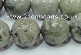 CAB71 15.5 inches 20mm round silver needle agate gemstone beads