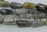 CAB72 15.5 inches 8*16mm teardrop silver needle agate gemstone beads