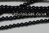 CAB720 15.5 inches 3mm round black agate gemstone beads wholesale