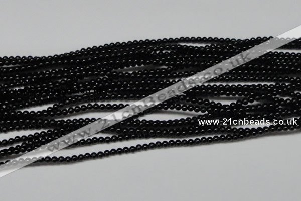 CAB720 15.5 inches 3mm round black agate gemstone beads wholesale