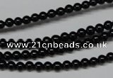 CAB721 15.5 inches 4mm round black agate gemstone beads wholesale