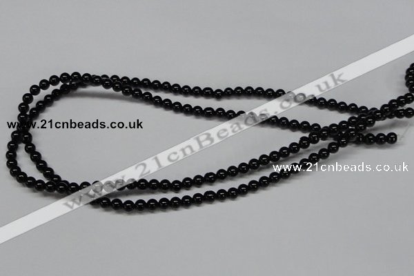 CAB722 15.5 inches 5mm round black agate gemstone beads wholesale