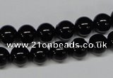 CAB724 15.5 inches 8mm round black agate gemstone beads wholesale