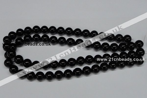 CAB726 15.5 inches 12mm round black agate gemstone beads wholesale