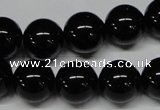 CAB727 15.5 inches 14mm round black agate gemstone beads wholesale