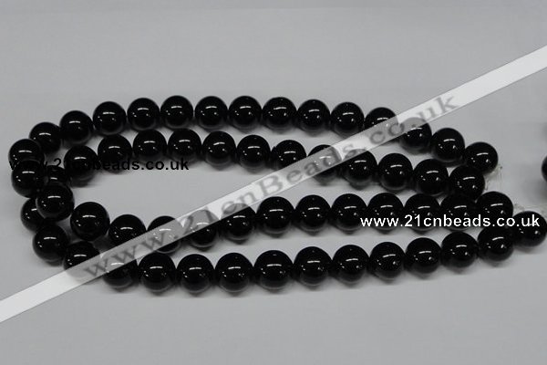 CAB727 15.5 inches 14mm round black agate gemstone beads wholesale