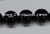 CAB728 15.5 inches 16mm round black agate gemstone beads wholesale