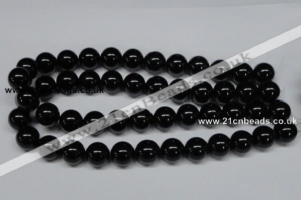 CAB728 15.5 inches 16mm round black agate gemstone beads wholesale