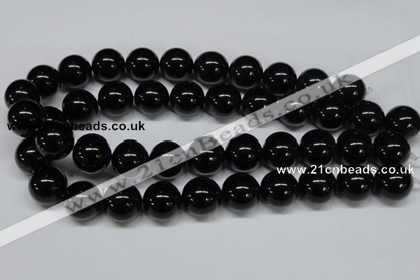 CAB729 15.5 inches 18mm round black agate gemstone beads wholesale