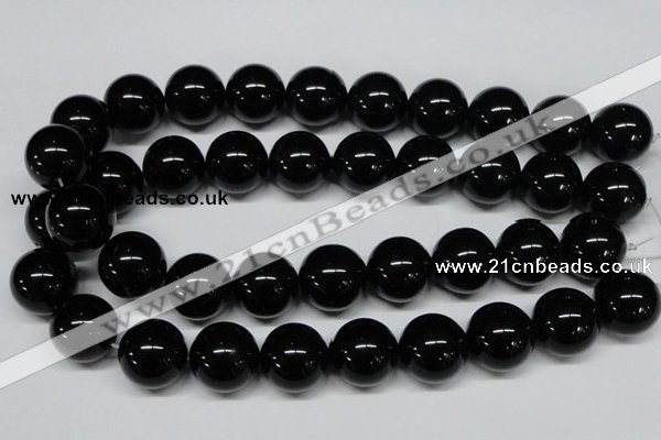 CAB730 15.5 inches 20mm round black agate gemstone beads wholesale