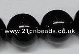 CAB731 15.5 inches 22mm round black agate gemstone beads wholesale